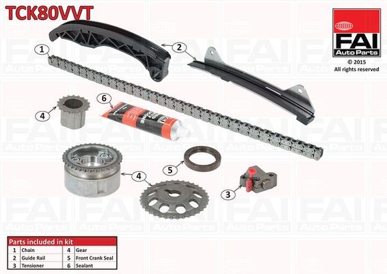 FAI AutoParts Kit catena distribuzione TCK80VVT TCK80VVT costo Kit catena distribuzione PEUGEOT 306 FAI AutoParts