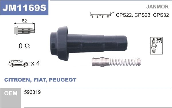 JANMOR Stik, tændspole JM1169S JANMOR JM1169S Stik, tændspole
