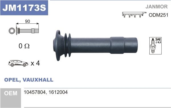 JANMOR Pripájací konektor zapaľovacej cievky JM1173S JANMOR JM1173S Pripájací konektor zapaľovacej sviečky Opel Astra G Coupe cena