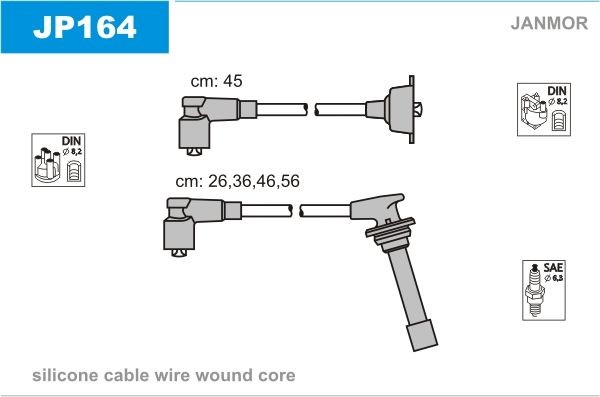 JANMOR Sada zapaľovacích káblov JP164 Sviečkové káble JANMOR Honda JAZZ JP164