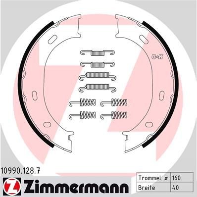 ZIMMERMANN Jarrukenkäsarja, seisontajarru 10990.128.7 Mercedes Sprinter 2t Bussi käsijarrukengät ZIMMERMANN 10990.128.7