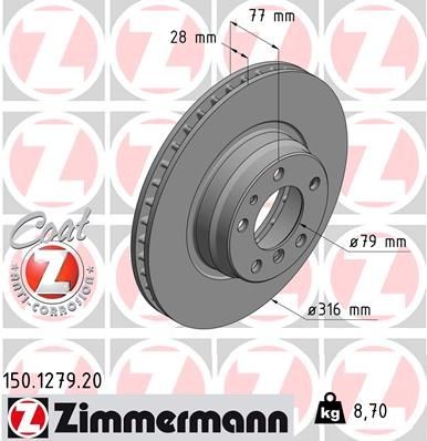 ZIMMERMANN Disque de frein 150.1279.20 ZIMMERMANN 150.1279.20 Disque de frein sport BMW E38 pas cher
