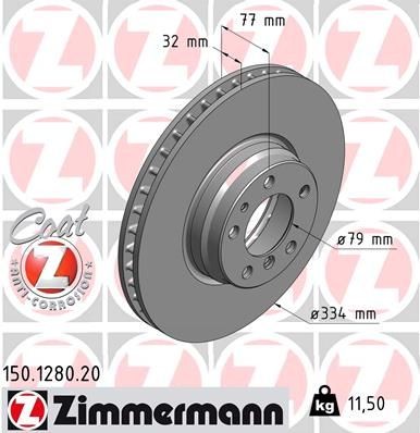 Remschijf ZIMMERMANN 150.1280.20 ZIMMERMANN COAT Z 150.1280.20 Remschijven set BMW 7-serie 1999