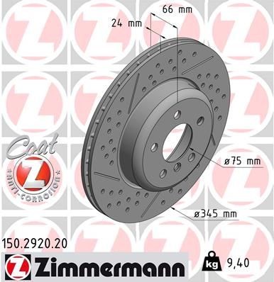 ZIMMERMANN Bremžu diski 150.2920.20 ZIMMERMANN COAT Z 150.2920.20 Bremžu diski