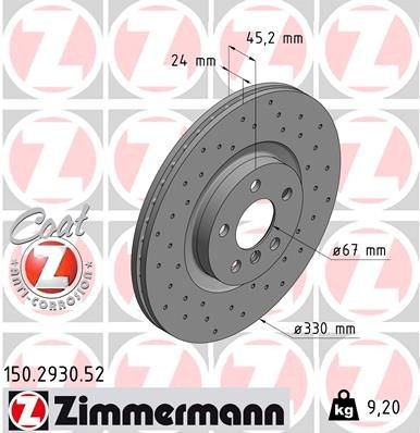 ZIMMERMANN Disco freno 150.2930.52 ZIMMERMANN 150.2930.52 Dischi Mercedes-Benz SPRINTER originali