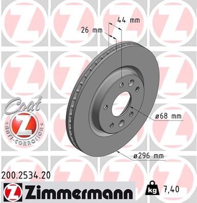 ZIMMERMANN Disque de frein 200.2534.20 Disque de frein sport NISSAN ZIMMERMANN COAT Z 200.2534.20