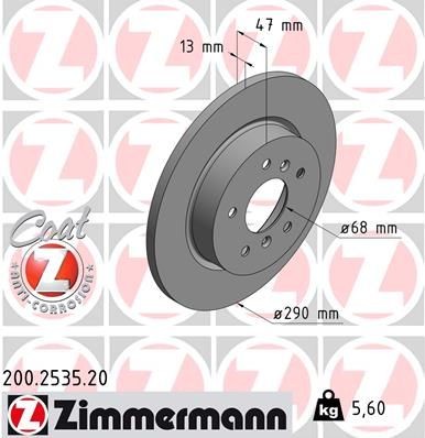 ZIMMERMANN Bremsscheibe 200.2535.20 Bremsscheiben ZIMMERMANN Nissan KUBISTAR COAT Z 200.2535.20