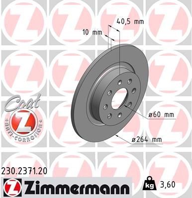 ZIMMERMANN Remschijf 230.2371.20 230.2371.20 COAT Z Sportremschijven ABARTH PUNTO ZIMMERMANN