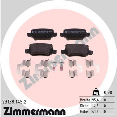 ZIMMERMANN Plaquettes de frein 23138.145.2 ZIMMERMANN 23138.145.2 Plaquettes Mercedes W414 pas cher