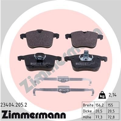 ZIMMERMANN Jarrupalat, levyjarru 23404.205.2 23404.205.2 ZIMMERMANN Kilpajarrupalat SAAB 95 Farmari