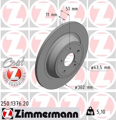 ZIMMERMANN Remschijf 250.1376.20 ZIMMERMANN 250.1376.20 Sportremschijven Ford Mondeo Mk5 Station Wagon goedkoop