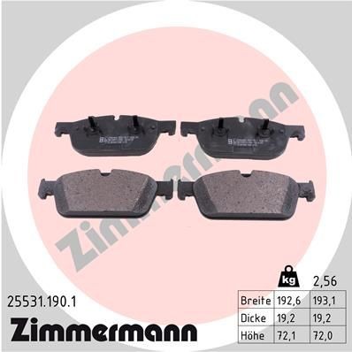 ZIMMERMANN Bremseklosser 25531.190.1 ZIMMERMANN 25531.190.1 originale Sportsbremseklosser Mercedes C292 hva koster