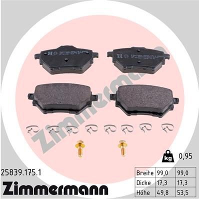 Bremseklosser ZIMMERMANN 25839.175.1 ZIMMERMANN 25839.175.1: Bremsebelegg Peugeot 308 2024