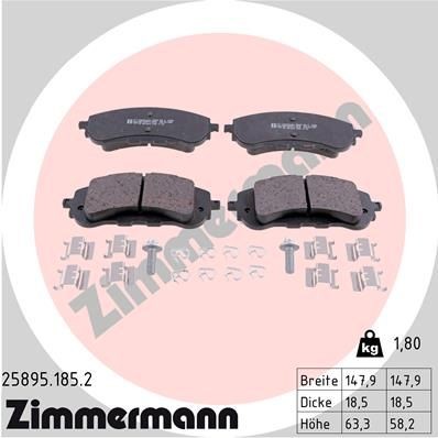 ZIMMERMANN Plaquettes de frein 25895.185.2 25895.185.2 Plaquettes de frein OPEL AGILA ZIMMERMANN