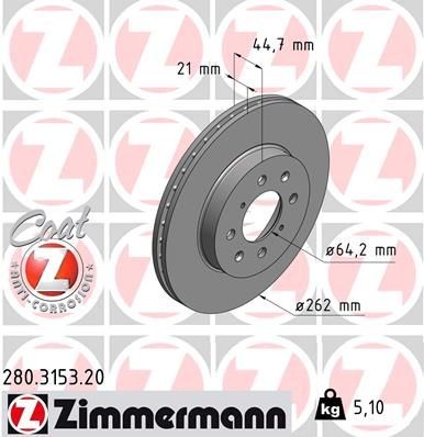 ZIMMERMANN Bremseskive 280.3153.20 280.3153.20 COAT Z Sports bremseskiver MG MGA ZIMMERMANN