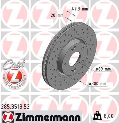 ZIMMERMANN Disque de frein 285.3513.52 285.3513.52 SPORT COAT Z Disques de frein KIA VENGA ZIMMERMANN