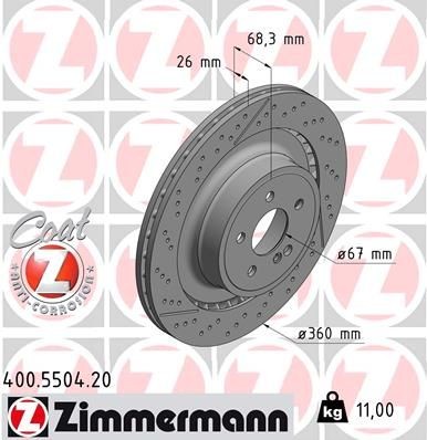 ZIMMERMANN Disque de frein 400.5504.20 Tuning Mercedes W212: Disque de frein ZIMMERMANN COAT Z 400.5504.20