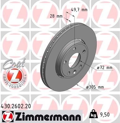 ZIMMERMANN Bremseskive 430.2602.20 430.2602.20 Bremseskiver ZIMMERMANN RENAULT ARKANA