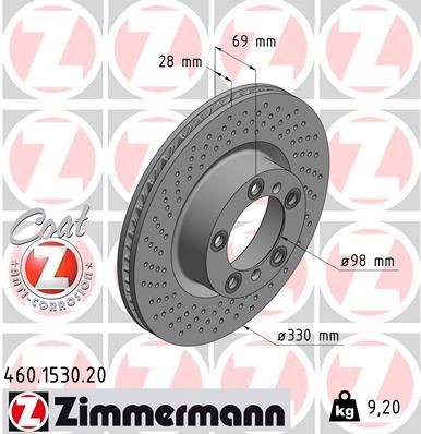 ZIMMERMANN Brzdový kotouč 460.1530.20 ZIMMERMANN 460.1530.20 Brzdové kotúče Porsche Cayman 981 originálne cena
