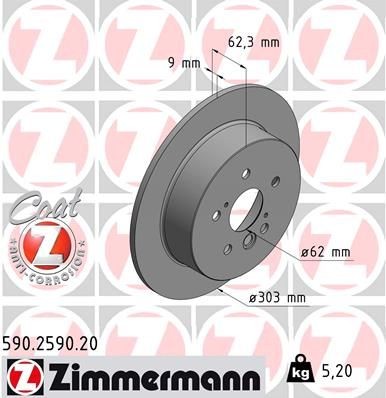 ZIMMERMANN Δισκόπλακα 590.2590.20 Ανάρτηση τροχών Tiggo DR (T11): Δισκόπλακα ZIMMERMANN COAT Z 590.2590.20