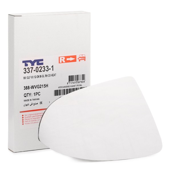 Speilglass, ytterspeil TYC 337-0233-1 TYC 337-0233-1 Speilglass VW TOURAN 2022