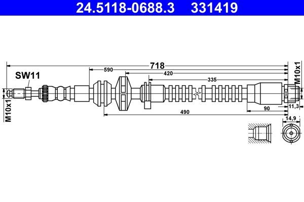 ATE Remslang 24.5118-0688.3 ATE 24.5118-0688.3 originele Remslang Porsche 718 Cayman 982 kosten