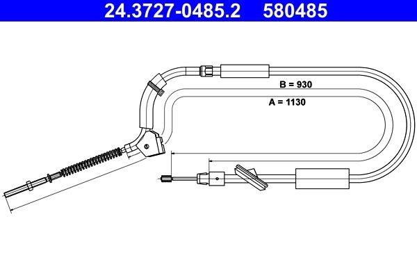 ATE Câble de frein à main 24.3727-0485.2 Mercedes-Benz T2 Câble de frein à main ATE 24.3727-0485.2