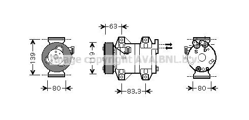 PRASCO Compresseur de climatisation VOAK121 Volvo XC60 Compresseur PRASCO VOAK121