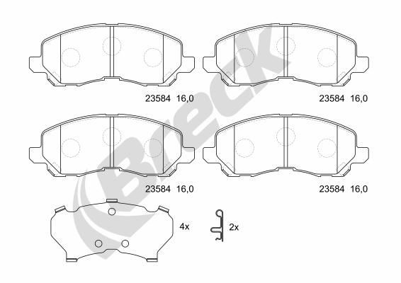 BRECK Brzdové doštičky/platničky 23584 00 701 00 Doštičky MITSUBISHI BRECK 23584 00 701 00