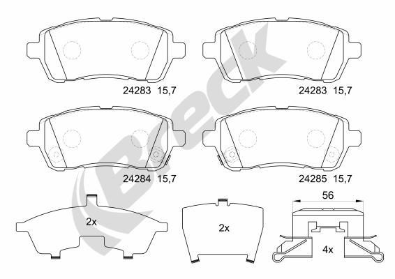 BRECK Remblokken 24283 00 702 10 Honda CR-Z Remblokkenset BRECK 24283 00 702 10