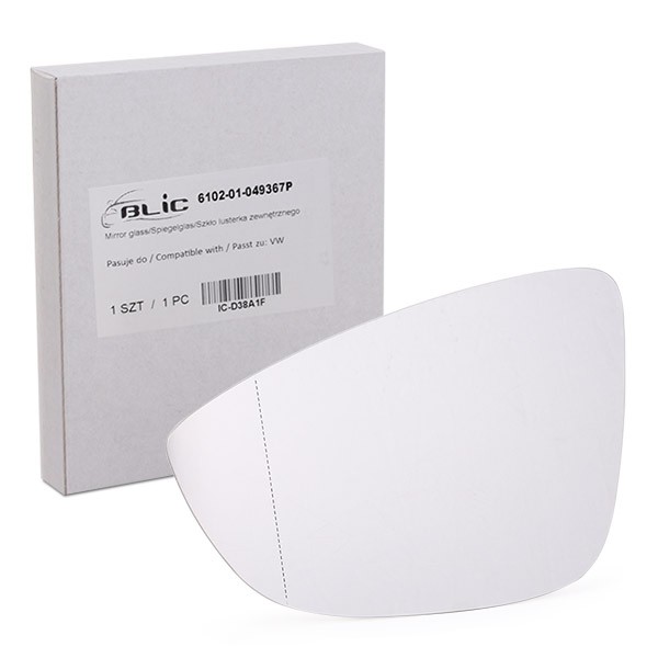 Vidro de espelho, espelho retrovisor exterior BLIC 6102-01-049367P BLIC 6102-01-049367P Vidro de espelho retrovisor exterior VW BEETLE 2025