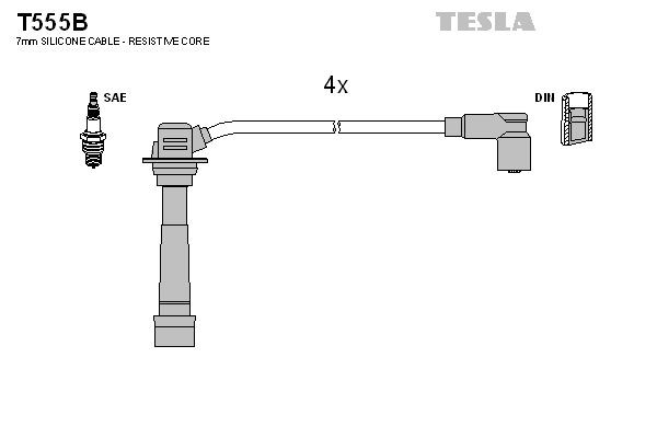 Σετ καλωδίων υψηλής τάσης TESLA T555B TESLA T555B: Μπουζοκαλώδια Mazda MX-5 2003