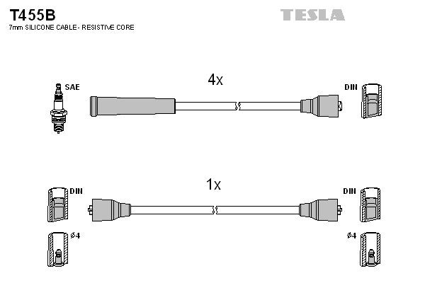 TESLA Kit de câbles d'allumage T455B Jeu de câble d'allumage TESLA 125 T455B pas cher