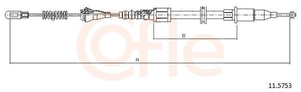COFLE Cabo de aço, travão de estacionamento 11.5753 Cabo do travão de mão CHEVROLET COFLE 11.5753