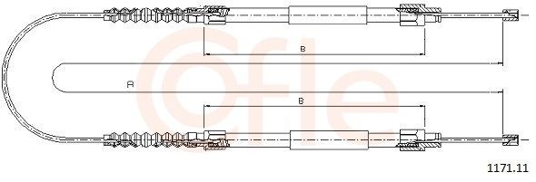 COFLE Trose, Stāvbremžu sistēma 1171.11 COFLE 1171.11 Rokas bremzes trose Citroen Jumper 230 lēti