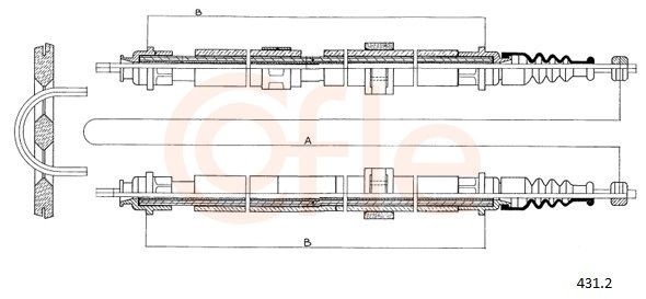 COFLE Cabo de aço, travão de estacionamento 431.2 COFLE 431.2 Cabo do travão de mão ALFA ROMEO 164 (164) baratos