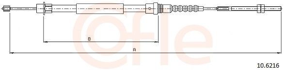 Tautrekk, håndbremse COFLE 10.6216 COFLE 10.6216 Bremsewire PEUGEOT 607 2011