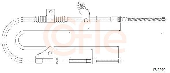 COFLE Tautrekk, håndbremse 17.2290 17.2290 Håndbremsekabel PEUGEOT 605 COFLE