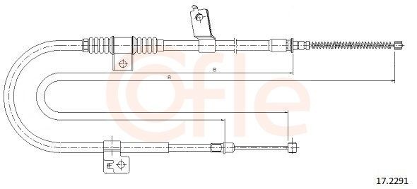 COFLE Tautrekk, håndbremse 17.2291 Bremsekabel Mitsubishi KJ_ 17.2291 COFLE