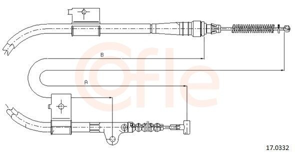 COFLE Cabo de aço, travão de estacionamento 17.0332 17.0332 Cabo do freio de mão NISSAN KUBISTAR COFLE