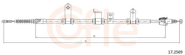 COFLE Câble de frein à main 17.2569 COFLE 17.2569 Tirette à câble frein de stationnement Hyundai Santa Fe cm d'origine prix