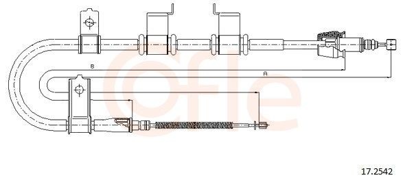Handbromsvajer COFLE 17.2542 COFLE 17.2542 Handbromswire Hyundai GETZ 2006