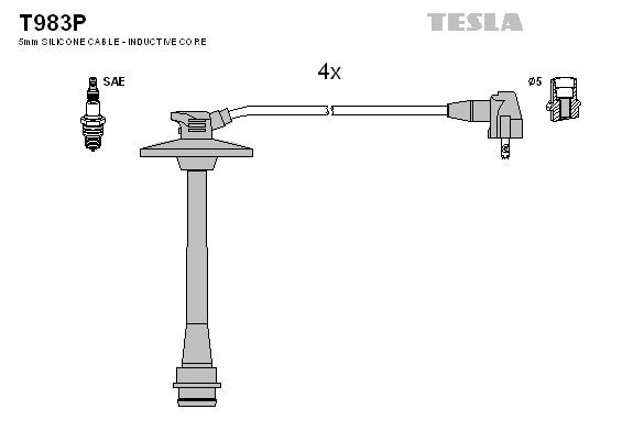 TESLA Tændkabelsæt T983P T983P Tændkabler TOYOTA MR 2 TESLA