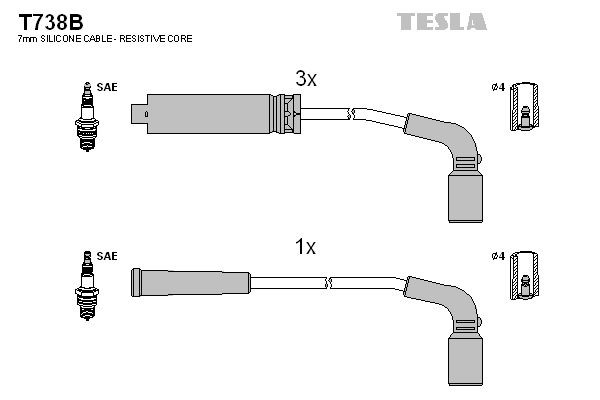 TESLA Tennplugg kabelsett T738B Tennpluggkabler TESLA CHEVROLET T738B