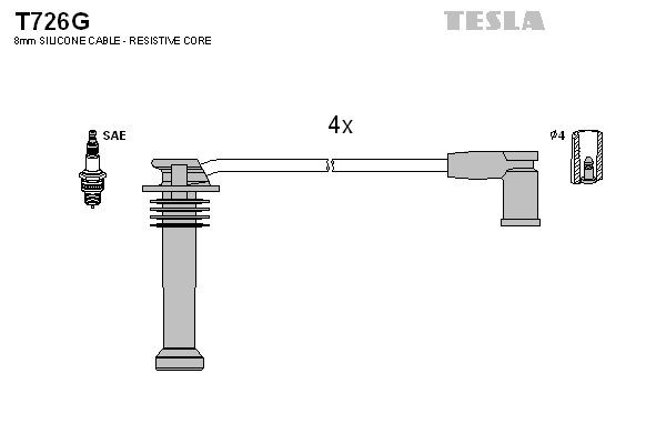 TESLA Sytytysjohtosarja T726G Mazda Tribute EP sytytysjohto TESLA T726G