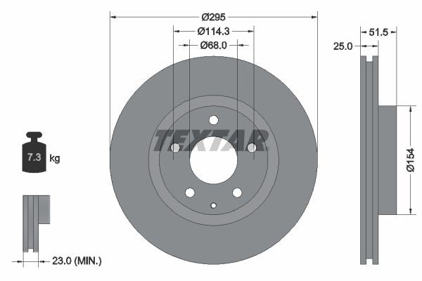 TEXTAR Disque de frein 92267603 92267603 PRO Disque de frein sport MAZDA CX-30 TEXTAR