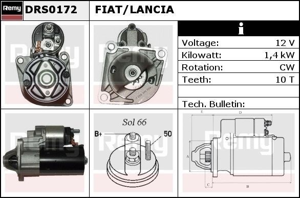 DELCO REMY Starter DRS0172 Starter ALFA ROMEO DELCO REMY DRS0172