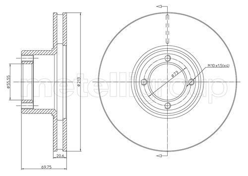 METELLI Bromsskiva 23-0164 METELLI 23-0164 Bromsskiva AUSTIN Metro Hatchback 1.3 71 hk 1982