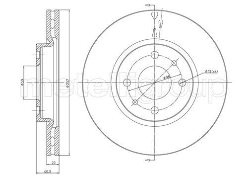 METELLI Disco freno 23-0407C 23-0407C costo Dischi freno METELLI MERCEDES-BENZ Serie 123