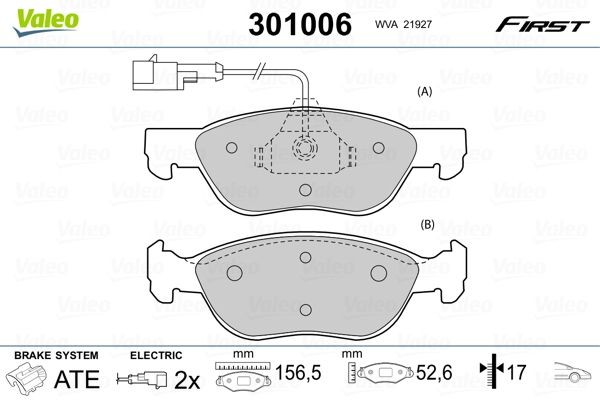 VALEO Τακάκια φρένων 301006 VALEO 301006 Αγωνιστικά τακάκια Fiat Barchetta 183 τιμες